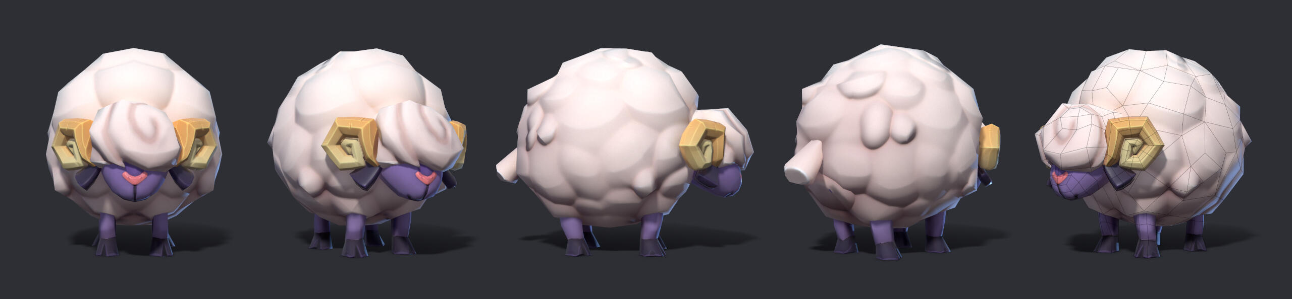 Sheep Lowpoly Turnaround (sculpt, mesh, texture)